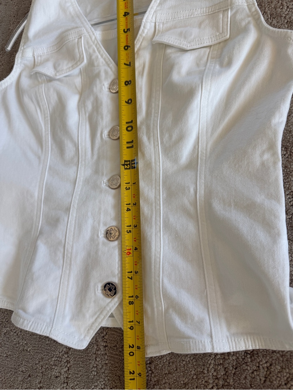 White House Black Market White Stretch Denim Vest Size 4 EUC - Picture 7 of 7